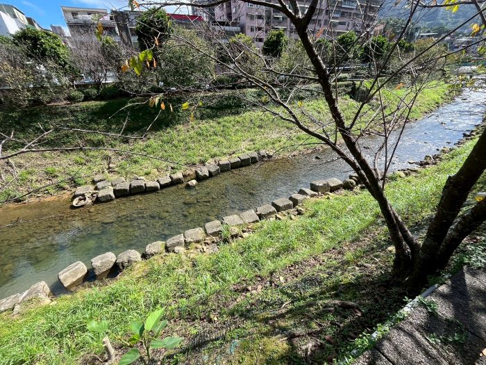 強化河岸防洪提升 汐止康誥坑溪固床工程完工 5 《圖說》康誥坑溪固床工施工前,河道水流紊亂,易造成河床及護岸掏刷。〈水利局提供〉