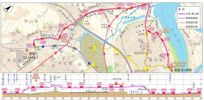 捷運五股泰山線環評過關 盼中央支持早日施工 4 《圖說》五股泰山線路線圖。〈捷運局提供〉
