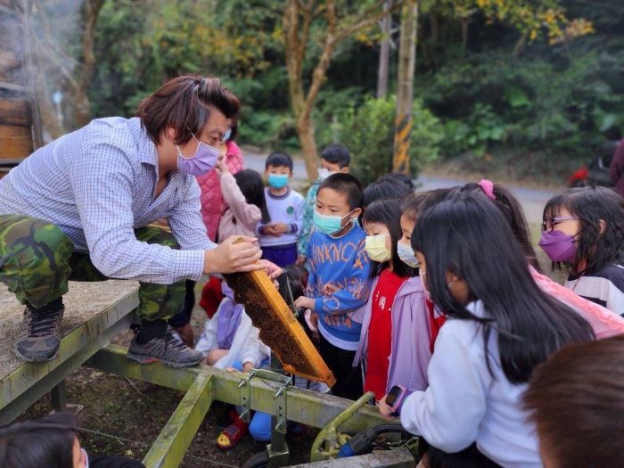 《圖說》帶領學童認識蜜蜂。〈農業局提供〉