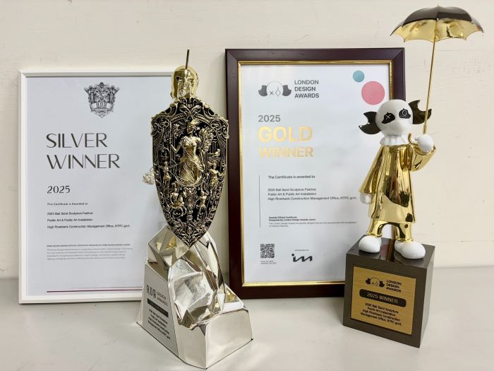 新北打造城市品牌有成 八里沙雕展摘倫敦金獎、羅馬銀獎 5 《圖說》2025八里城市沙雕展榮獲1金1銀佳績。〈高灘處提供〉