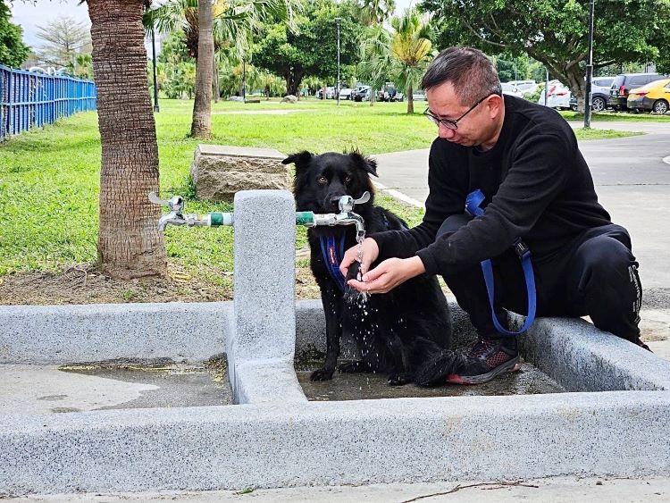 《圖說》民眾可利用寵物沖洗區來清潔寵物。〈高灘處提供〉