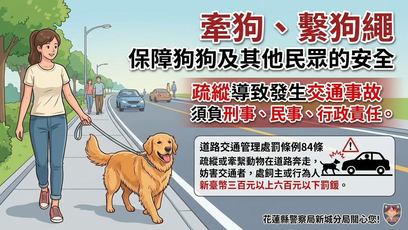 新城警加強宣導寵物繫繩  保障用路安全防事故