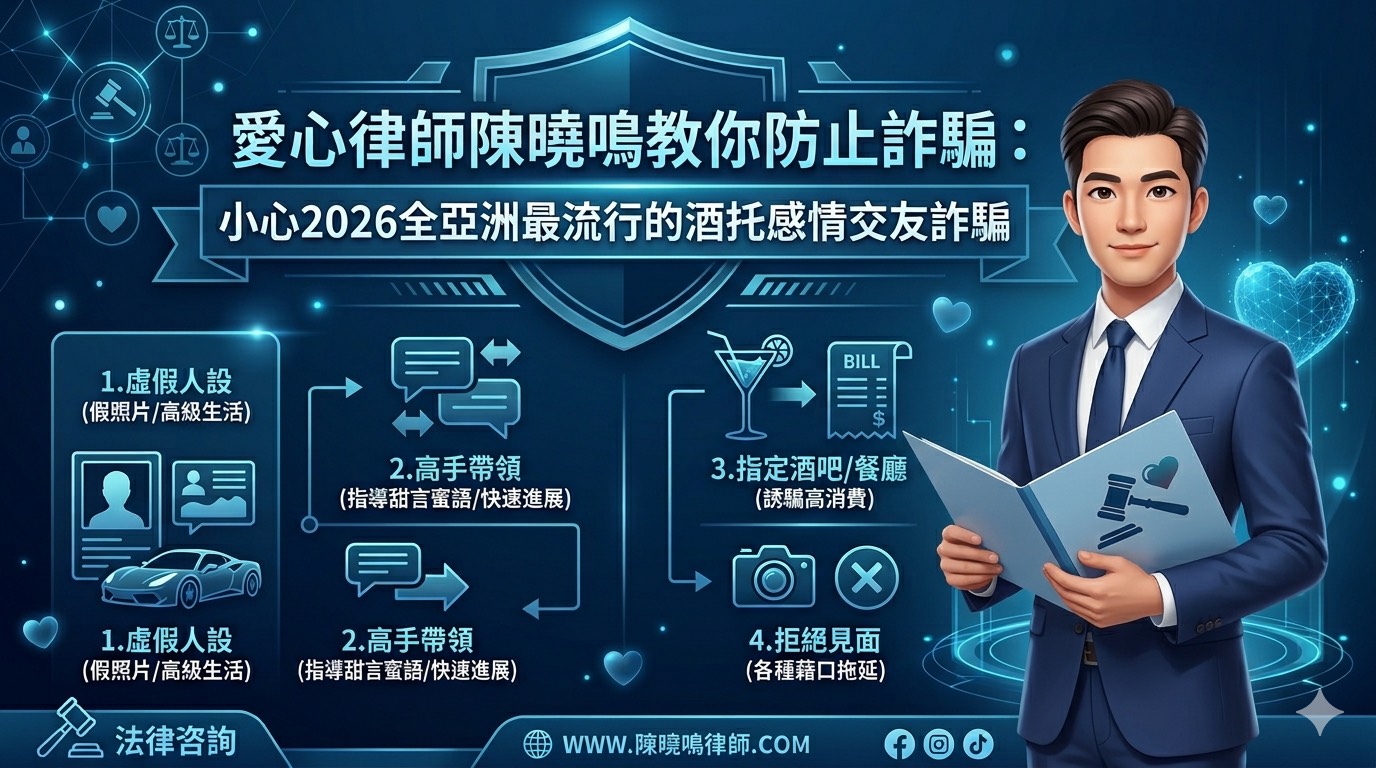 【陳曉鳴專欄】防止詐騙：小心2026全亞洲最流行的酒托感情交友詐